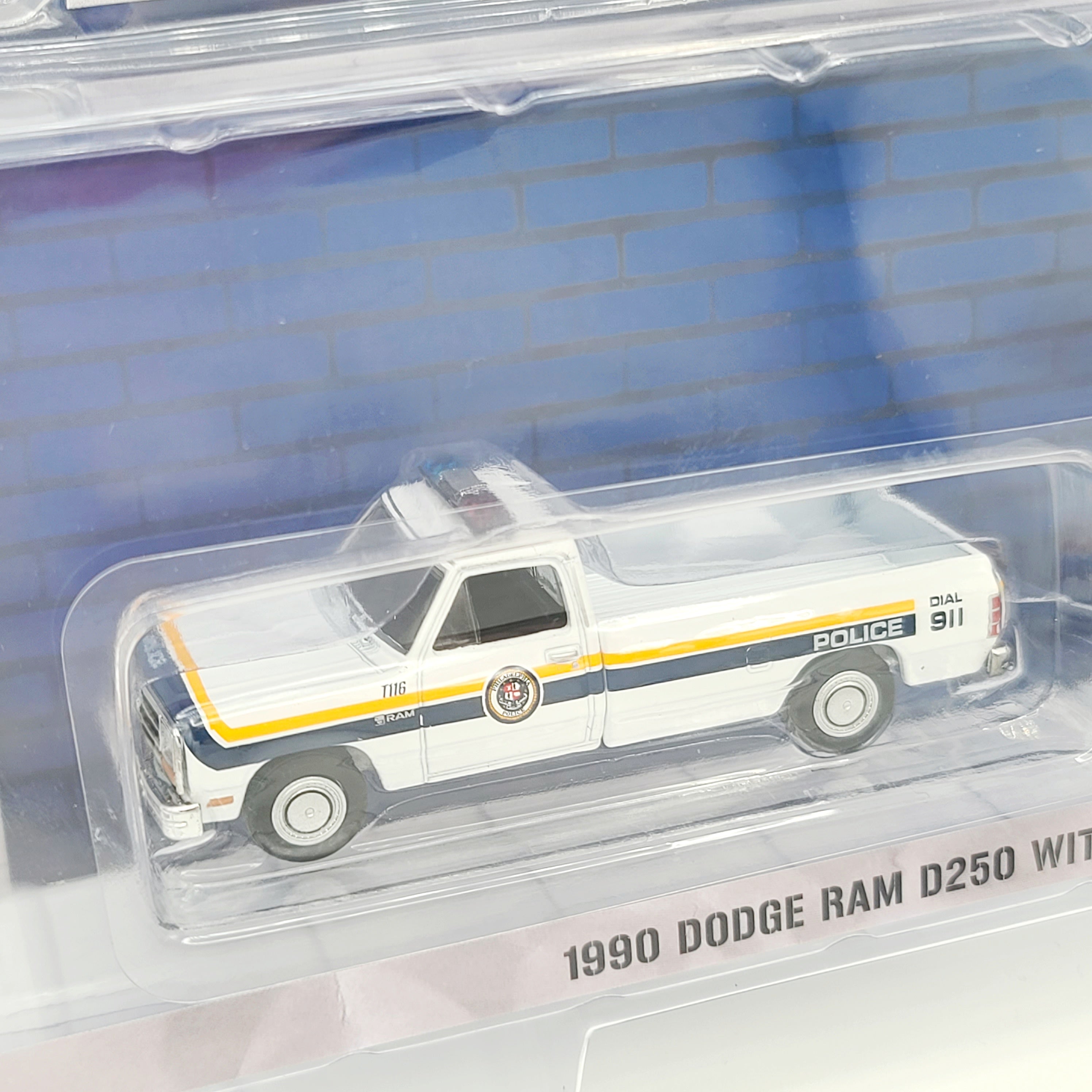 GreenLight '90 Dodge Ram D250 / Utility Trailer - 1:64, Philadelphia Police (2025 Hot Pursuit Hitch & Tow Series 1)